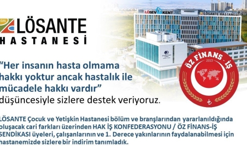 LÖSANTE HASTANESİNDEN ÜYELERİMİZE ÖZEL YÜZDE 20 İNDİRİM